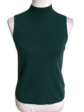 Marled Forest Green Sleeveless Mock Neck Top